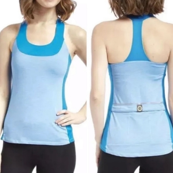 Moxie Cycling Azure Blue T-back Tank Medium NWT - Picture 2 of 8